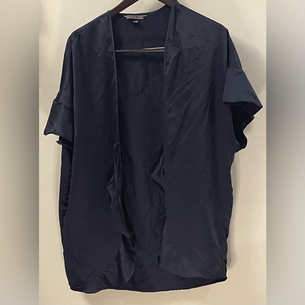 Victoria’s Secret Black Satin Love Robe Size One Size